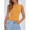 imagePRETTYGARDEN Womens Ribbed Y2K Summer Tank Top Ruched Sleeveless Fitted Crop Tops Split Hem Trendy Party Going Out ShirtYellow