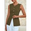 imagePRETTYGARDEN Womens Sleeveless Blazer Vest Summer 2025 Trendy Button Down Business Suit Vest Tops Outerwear WaistcoatArmy Green