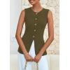 imagePRETTYGARDEN Womens Sleeveless Blazer Vest Summer 2025 Trendy Button Down Business Suit Vest Tops Outerwear WaistcoatArmy Green