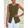 imagePRETTYGARDEN Womens Sleeveless Blazer Vest Summer 2025 Trendy Button Down Business Suit Vest Tops Outerwear WaistcoatArmy Green