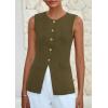 imagePRETTYGARDEN Womens Sleeveless Blazer Vest Summer 2025 Trendy Button Down Business Suit Vest Tops Outerwear WaistcoatArmy Green