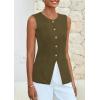 imagePRETTYGARDEN Womens Sleeveless Blazer Vest Summer 2025 Trendy Button Down Business Suit Vest Tops Outerwear WaistcoatArmy Green