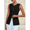 imagePRETTYGARDEN Womens Sleeveless Blazer Vest Summer 2025 Trendy Button Down Business Suit Vest Tops Outerwear WaistcoatBlack