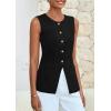 imagePRETTYGARDEN Womens Sleeveless Blazer Vest Summer 2025 Trendy Button Down Business Suit Vest Tops Outerwear WaistcoatBlack