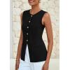 imagePRETTYGARDEN Womens Sleeveless Blazer Vest Summer 2025 Trendy Button Down Business Suit Vest Tops Outerwear WaistcoatBlack