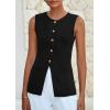 imagePRETTYGARDEN Womens Sleeveless Blazer Vest Summer 2025 Trendy Button Down Business Suit Vest Tops Outerwear WaistcoatBlack