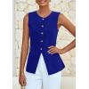 imagePRETTYGARDEN Womens Sleeveless Blazer Vest Summer 2025 Trendy Button Down Business Suit Vest Tops Outerwear WaistcoatBlue