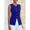 imagePRETTYGARDEN Womens Sleeveless Blazer Vest Summer 2025 Trendy Button Down Business Suit Vest Tops Outerwear WaistcoatBlue