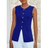 imagePRETTYGARDEN Womens Sleeveless Blazer Vest Summer 2025 Trendy Button Down Business Suit Vest Tops Outerwear WaistcoatBlue