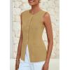 imagePRETTYGARDEN Womens Sleeveless Blazer Vest Summer 2025 Trendy Button Down Business Suit Vest Tops Outerwear WaistcoatKhaki