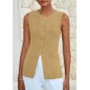 imagePRETTYGARDEN Womens Sleeveless Blazer Vest Summer 2025 Trendy Button Down Business Suit Vest Tops Outerwear WaistcoatKhaki