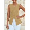 imagePRETTYGARDEN Womens Sleeveless Blazer Vest Summer 2025 Trendy Button Down Business Suit Vest Tops Outerwear WaistcoatKhaki