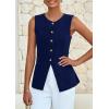 imagePRETTYGARDEN Womens Sleeveless Blazer Vest Summer 2025 Trendy Button Down Business Suit Vest Tops Outerwear WaistcoatNavy