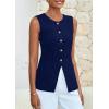 imagePRETTYGARDEN Womens Sleeveless Blazer Vest Summer 2025 Trendy Button Down Business Suit Vest Tops Outerwear WaistcoatNavy