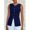 imagePRETTYGARDEN Womens Sleeveless Blazer Vest Summer 2025 Trendy Button Down Business Suit Vest Tops Outerwear WaistcoatNavy