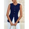 imagePRETTYGARDEN Womens Sleeveless Blazer Vest Summer 2025 Trendy Button Down Business Suit Vest Tops Outerwear WaistcoatNavy