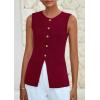 imagePRETTYGARDEN Womens Sleeveless Blazer Vest Summer 2025 Trendy Button Down Business Suit Vest Tops Outerwear WaistcoatWine Red