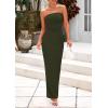 imagePRETTYGARDEN Womens Summer 2025 Semi Formal Cocktail Dresses Strapless Tube Bodycon Ruched Evening Wedding Guest Maxi DressArmy Green