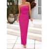 imagePRETTYGARDEN Womens Summer 2025 Semi Formal Cocktail Dresses Strapless Tube Bodycon Ruched Evening Wedding Guest Maxi DressRose Pink
