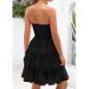 imagePRETTYGARDEN Womens Summer Dress 2025 Tube Top Mini Dresses Short Strapless Ruffle Tiered Wedding Guest Beach Mesh SundressBlack