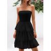 imagePRETTYGARDEN Womens Summer Dress 2025 Tube Top Mini Dresses Short Strapless Ruffle Tiered Wedding Guest Beach Mesh SundressBlack