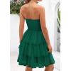 imagePRETTYGARDEN Womens Summer Dress 2025 Tube Top Mini Dresses Short Strapless Ruffle Tiered Wedding Guest Beach Mesh SundressDark Green