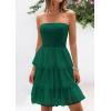 imagePRETTYGARDEN Womens Summer Dress 2025 Tube Top Mini Dresses Short Strapless Ruffle Tiered Wedding Guest Beach Mesh SundressDark Green