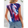imagePRETTYGARDEN Womens Summer Floral Mesh Tank Tops 2025 Trendy Casual Cap Sleeve Slim Fitted Blouse Shirt Going Out OutfitsDark Blue
