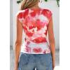imagePRETTYGARDEN Womens Summer Floral Mesh Tank Tops 2025 Trendy Casual Cap Sleeve Slim Fitted Blouse Shirt Going Out OutfitsLight Orange