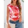 imagePRETTYGARDEN Womens Summer Floral Mesh Tank Tops 2025 Trendy Casual Cap Sleeve Slim Fitted Blouse Shirt Going Out OutfitsLight Orange