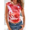 imagePRETTYGARDEN Womens Summer Floral Mesh Tank Tops 2025 Trendy Casual Cap Sleeve Slim Fitted Blouse Shirt Going Out OutfitsLight Orange