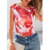 imagePRETTYGARDEN Womens Summer Floral Mesh Tank Tops 2025 Trendy Casual Cap Sleeve Slim Fitted Blouse Shirt Going Out OutfitsLight Orange