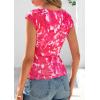 imagePRETTYGARDEN Womens Summer Floral Mesh Tank Tops 2025 Trendy Casual Cap Sleeve Slim Fitted Blouse Shirt Going Out OutfitsRose Red