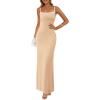 imagePRETTYGARDEN Spring Dresses for Women 2025 Summer Resort Wear Sexy Bodycon Sundress Spaghetti Strap Vacation Maxi DressApricot