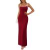 imagePRETTYGARDEN Spring Dresses for Women 2025 Summer Resort Wear Sexy Bodycon Sundress Spaghetti Strap Vacation Maxi DressWine Red