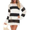 imagePRETTYGARDEN Womens 2025 Swimsuit Cover Ups Crochet Knit Bathing Suit Swimwear Summer Dresses Fashion Beach Vacation ClothesStriped Black White