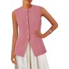 imagePRETTYGARDEN Womens Sleeveless Blazer Vest Summer 2025 Trendy Button Down Business Suit Vest Tops Outerwear WaistcoatPink