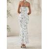 imagePRETTYGARDEN Maxi Dresses for Women 2025 Summer Halter Leopard Print Sleeveless Sexy Bodycon Cruise Cocktail Long DressDot White Black