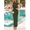 imagePRETTYGARDEN Maxi Skirt Sets Women 2 Piece Outfits Summer 2025 Spring One Shoulder Sleeveless Ruched Bodycon Long SkirtsArmy Green
