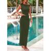 imagePRETTYGARDEN Maxi Skirt Sets Women 2 Piece Outfits Summer 2025 Spring One Shoulder Sleeveless Ruched Bodycon Long SkirtsArmy Green
