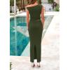 imagePRETTYGARDEN Maxi Skirt Sets Women 2 Piece Outfits Summer 2025 Spring One Shoulder Sleeveless Ruched Bodycon Long SkirtsArmy Green