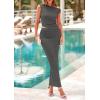 imagePRETTYGARDEN Maxi Skirt Sets Women 2 Piece Outfits Summer 2025 Spring One Shoulder Sleeveless Ruched Bodycon Long SkirtsGrey