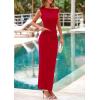 imagePRETTYGARDEN Maxi Skirt Sets Women 2 Piece Outfits Summer 2025 Spring One Shoulder Sleeveless Ruched Bodycon Long SkirtsRed