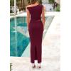 imagePRETTYGARDEN Maxi Skirt Sets Women 2 Piece Outfits Summer 2025 Spring One Shoulder Sleeveless Ruched Bodycon Long SkirtsWine Red