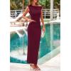 imagePRETTYGARDEN Maxi Skirt Sets Women 2 Piece Outfits Summer 2025 Spring One Shoulder Sleeveless Ruched Bodycon Long SkirtsWine Red
