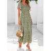 imagePRETTYGARDEN Women Floral Boho Maxi Dresses Summer Short Sleeve V Neck Smocked A Line Long Flowy Beach Vacation DressArmy Green Floral