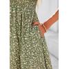 imagePRETTYGARDEN Women Floral Boho Maxi Dresses Summer Short Sleeve V Neck Smocked A Line Long Flowy Beach Vacation DressArmy Green Floral
