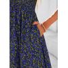 imagePRETTYGARDEN Women Floral Boho Maxi Dresses Summer Short Sleeve V Neck Smocked A Line Long Flowy Beach Vacation DressBlack Blue Floral