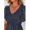 imagePRETTYGARDEN Women Floral Boho Maxi Dresses Summer Short Sleeve V Neck Smocked A Line Long Flowy Beach Vacation DressBlack Blue Floral