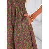 imagePRETTYGARDEN Women Floral Boho Maxi Dresses Summer Short Sleeve V Neck Smocked A Line Long Flowy Beach Vacation DressGreen Red Floral